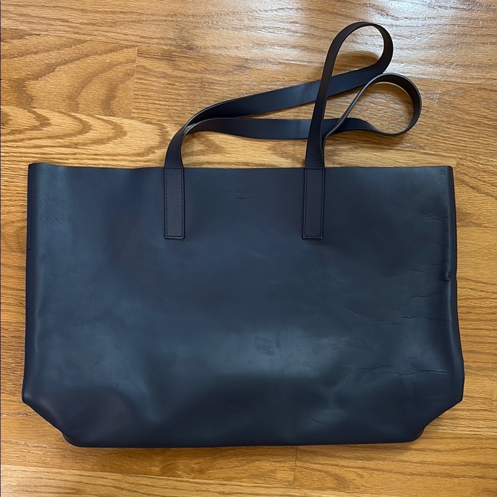 Everlane Navy Leather Tote Bag